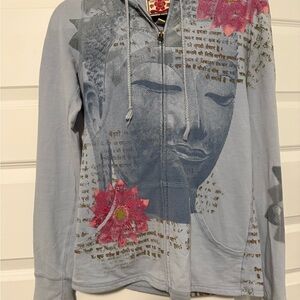 Lucky Brand Gray and Pink Buddha Hoodie